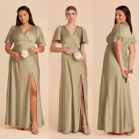 Birdy Grey Dresses & Skirts - Birdy Grey Marni Maxi Dress Satin Moss Green Bridesmaid Gown Wedding Formal 3X